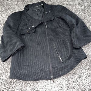 Anne Klein Black Textured Moto Jacket Zipper Front‎ Snap Accent 8